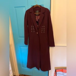Floor length burgundy guess dress jacket.